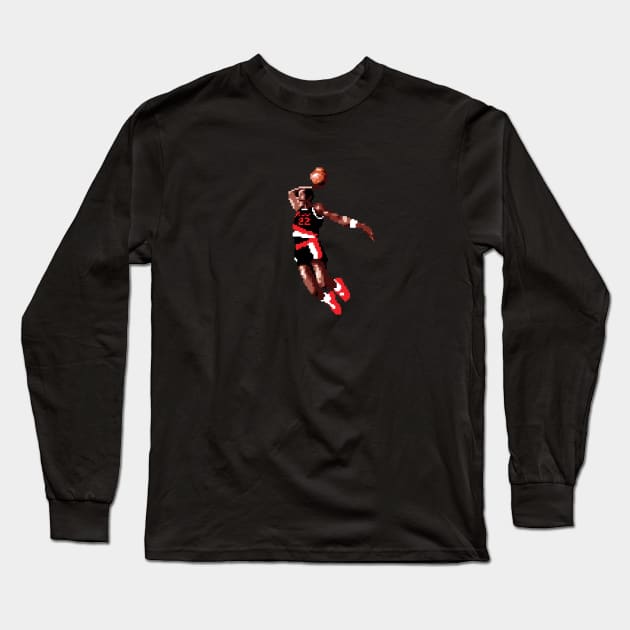Clyde "The Glide" Pixel Dunk Long Sleeve T-Shirt by qiangdade
